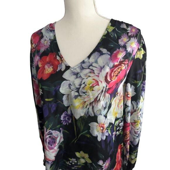 CATHERINE MALANDRINO Floral Long Sleeve Top Size Large - Picture 2 of 6
